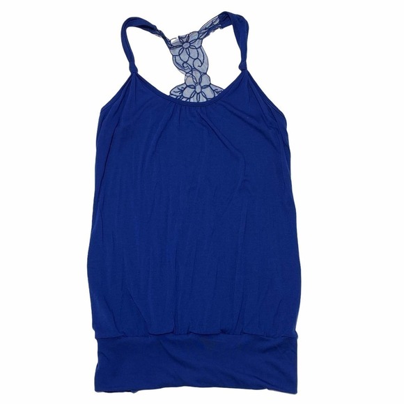 MAX Love Blue Racerback Lace Sleeveless Tunic Top - Picture 6 of 12